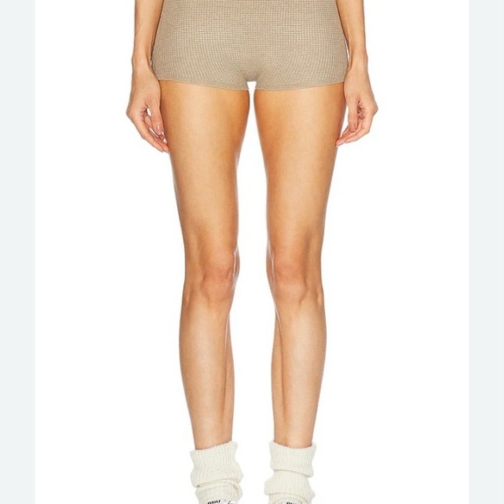 Essentials FOG Waffle Knit High-Rise Bike Shorts in Beige Ladies XL Revolve